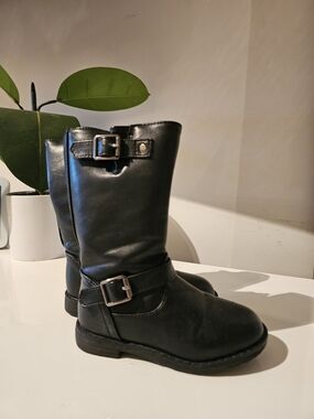Kids Black Buckle Boots - Comfortable Casual Style